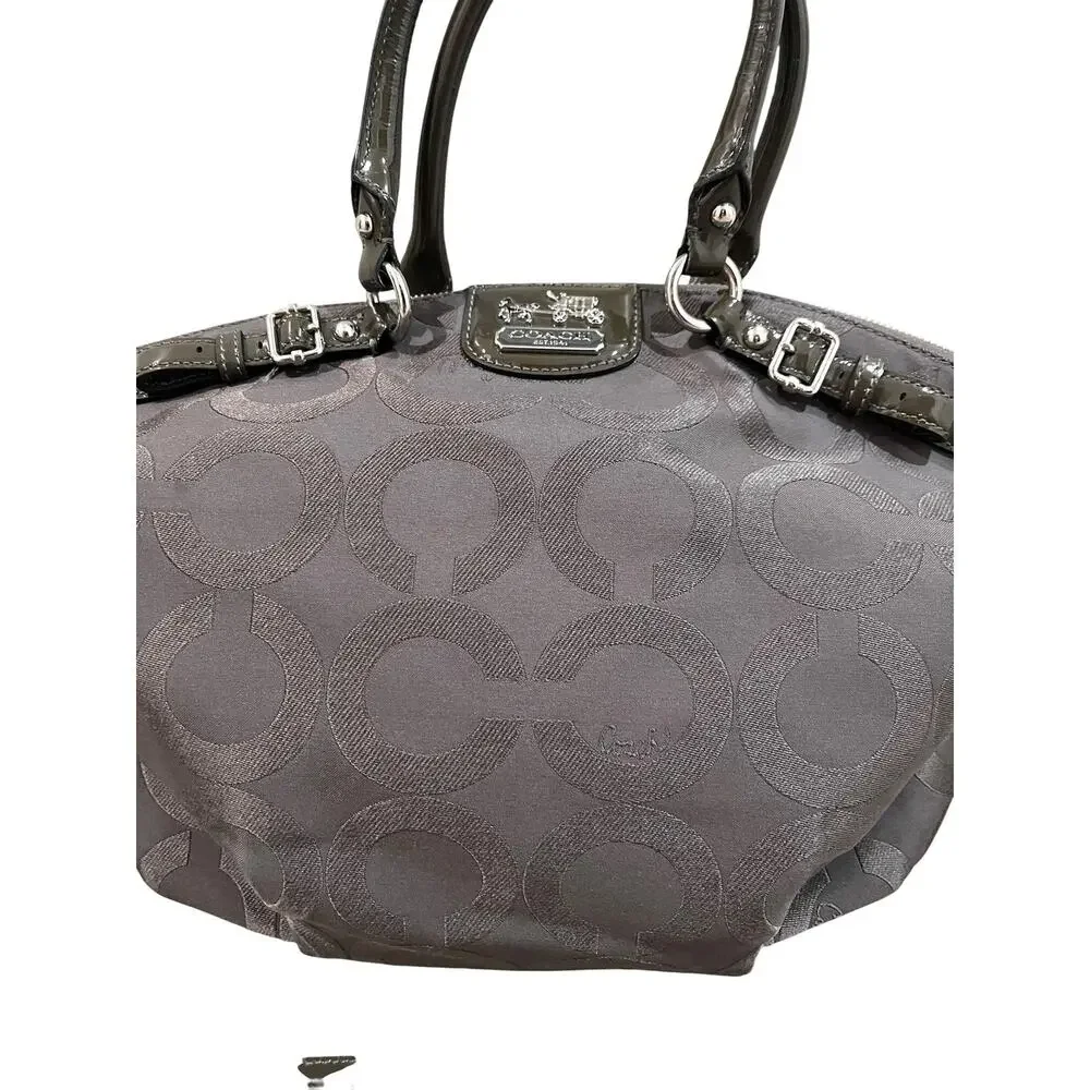 Coach Op Art Madison Lindsey Large Gray Handbag Satchel Tote